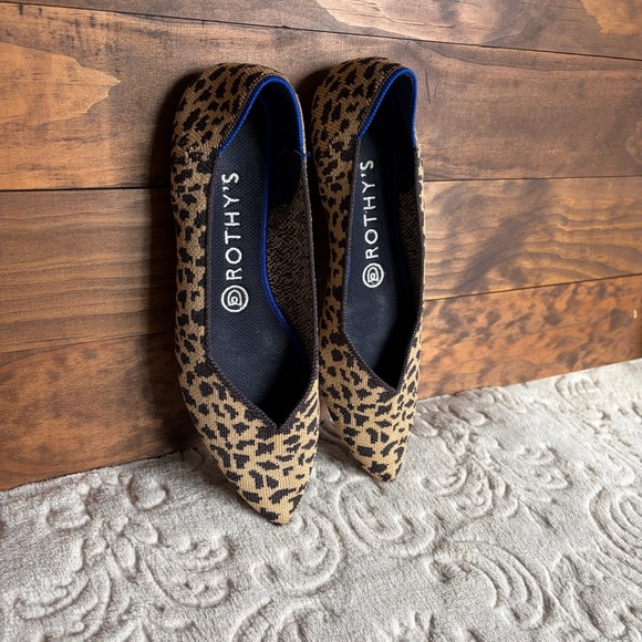Rothy’s The Point Leopard Womens 8 Pointed Toe Ballet Flats Brown Animal Print - Picture 9 of 14